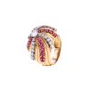 Dome-shaped Vintage 1940's ring in pink gold,  diamonds and ruby - Detail D2 thumbnail