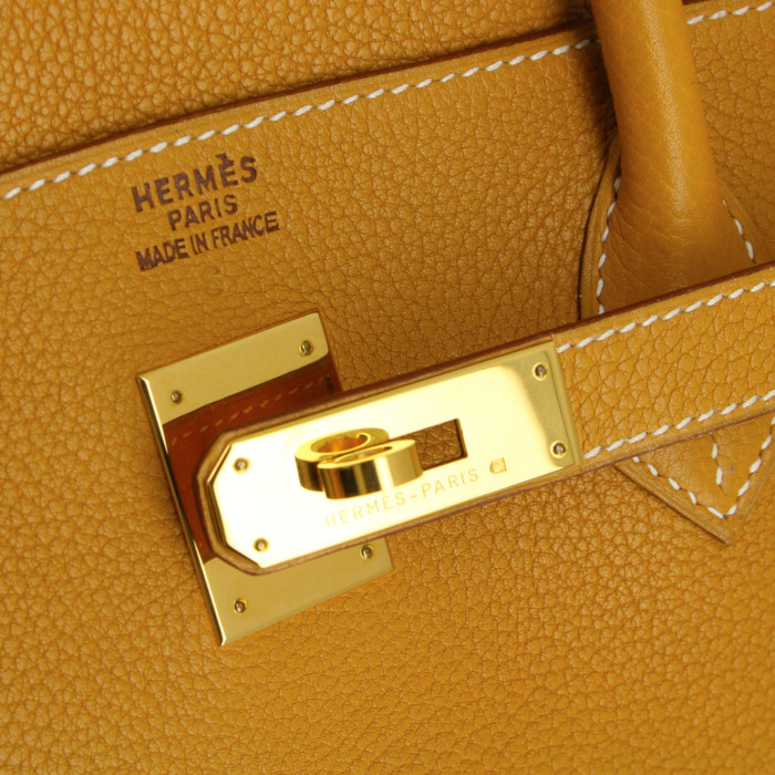 Bolso de mano Hermes Birkin 40 cm en cuero Fjord Biscuit - Detail D3