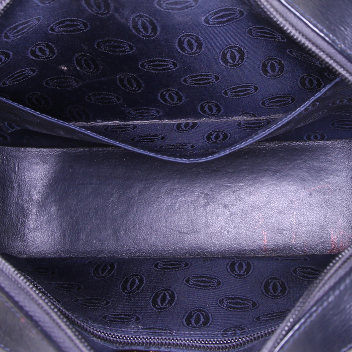 Cartier shoulder bag in blue box leather - Detail D2