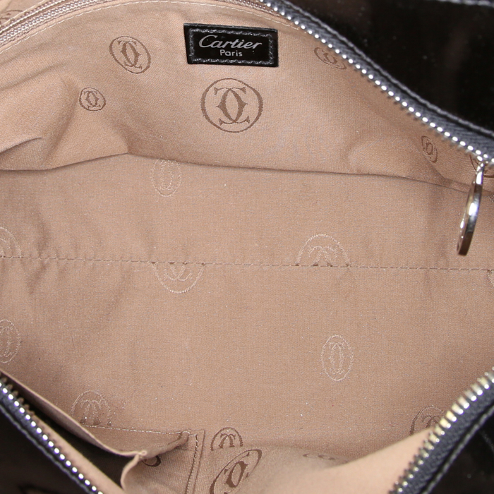 Cartier Marcello small model handbag in black patent leather - Detail D2