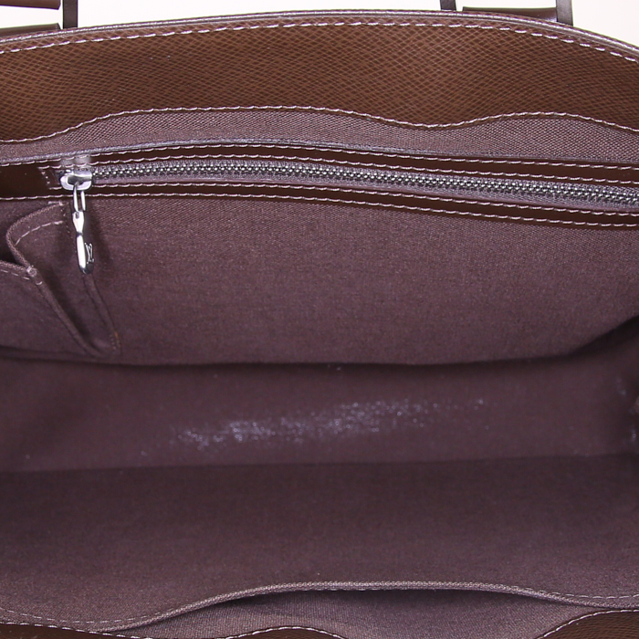 Sac cabas Louis Vuitton Kazbek en cuir taiga marron et cuir glacé marron - Detail D2