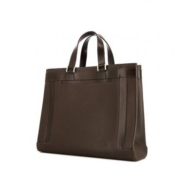 Shopping bag Louis Vuitton Kazbek in pelle taiga marrone e pelle lucida marrone