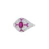 Hemstitched Vintage 1990's ring in white gold,  diamonds and ruby - 00pp thumbnail