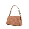 Dior Délices bag worn on the shoulder or carried in the hand in rosy beige quilted leather and beige satin - 00pp thumbnail