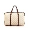 Gucci Suprême GG handbag in beige monogram canvas and brown leather - 360 thumbnail