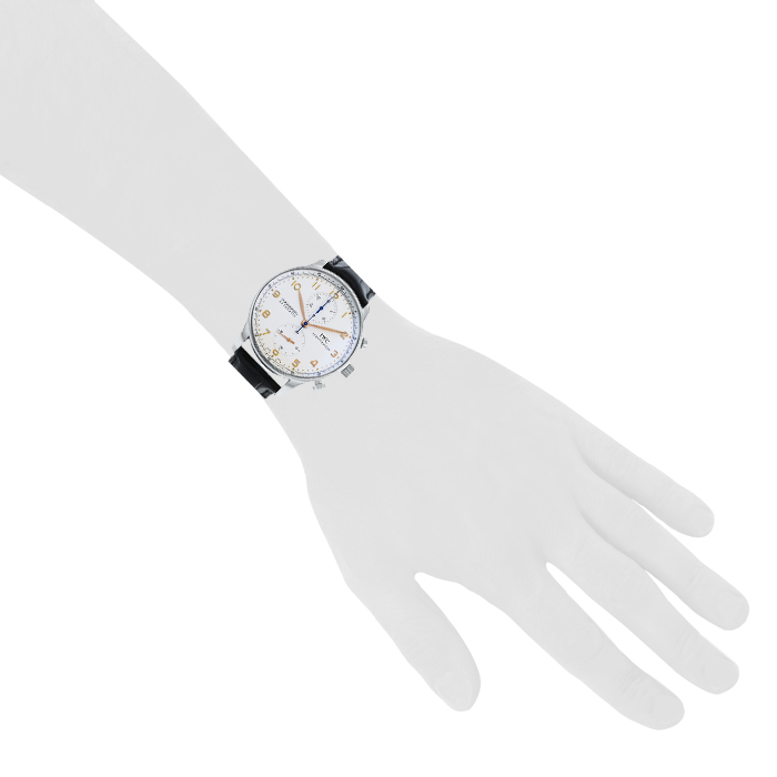 IWC Portuguese-Chronograph watch in stainless steel Ref: 3714 Circa 2010 - Detail D1