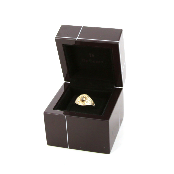 Bague De Beers Aurora en or jaune et diamant brut et en diamants - Detail D2