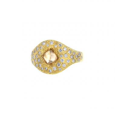 De Beers Aurora ring in yellow gold and rough diamond and in diamonds
