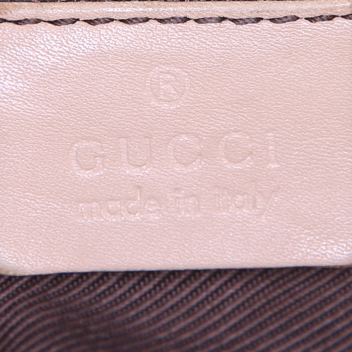 Gucci Jackie bag worn on the shoulder or carried in the hand in beige monogram canvas and beige leather - Detail D3