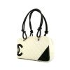 Chanel Cambon bag worn on the shoulder or carried in the hand in white and black quilted leather - 00pp thumbnail