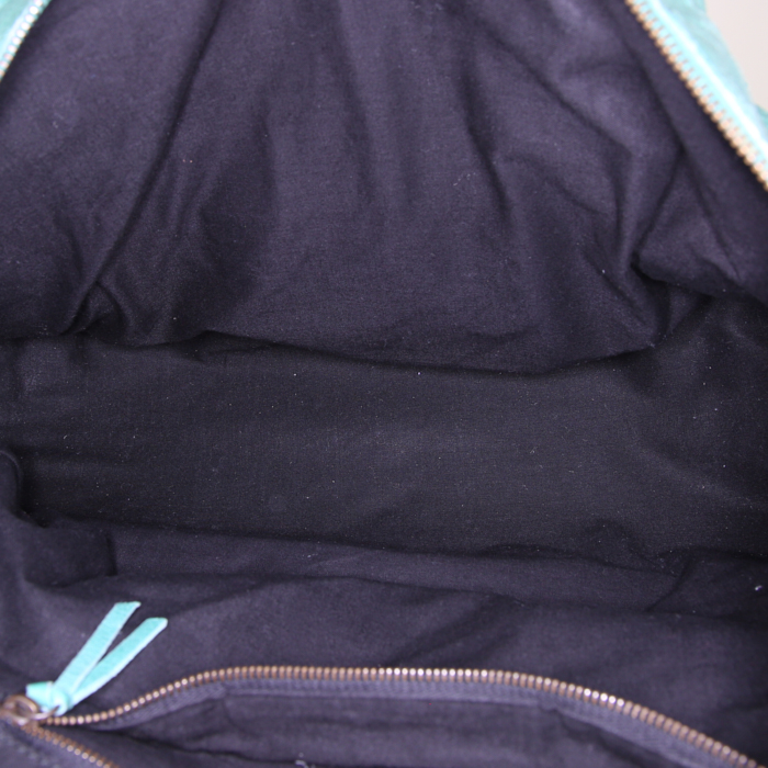 Sac à main Balenciaga Work en cuir vert - Detail D2