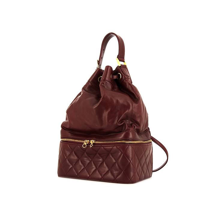 Chanel Burgundy Lambskin Leather Flap Bag for sale at auction on