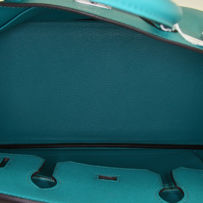 Hermes Birkin 30 cm handbag in Bleu Paon epsom leather - Detail D2