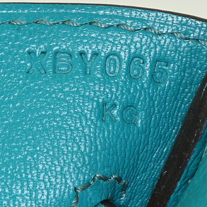 Hermes Birkin 30 cm handbag in Bleu Paon epsom leather - Detail D4