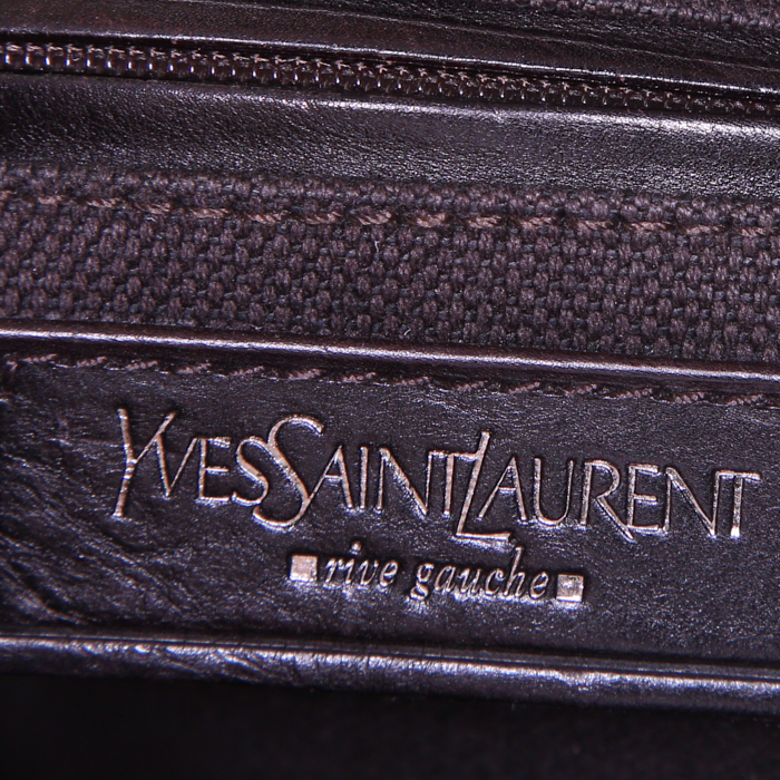 Bolso de mano Yves Saint Laurent Mombasa en lona rosa y cuero marrón oscuro - Detail D3