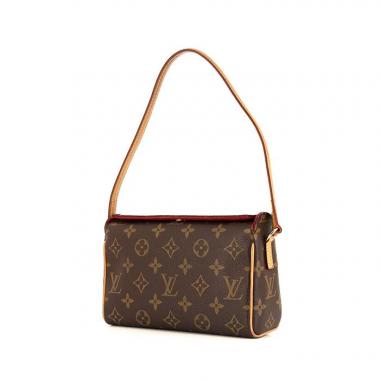 Pochette Louis Vuitton Recital en toile monogram marron et cuir naturel