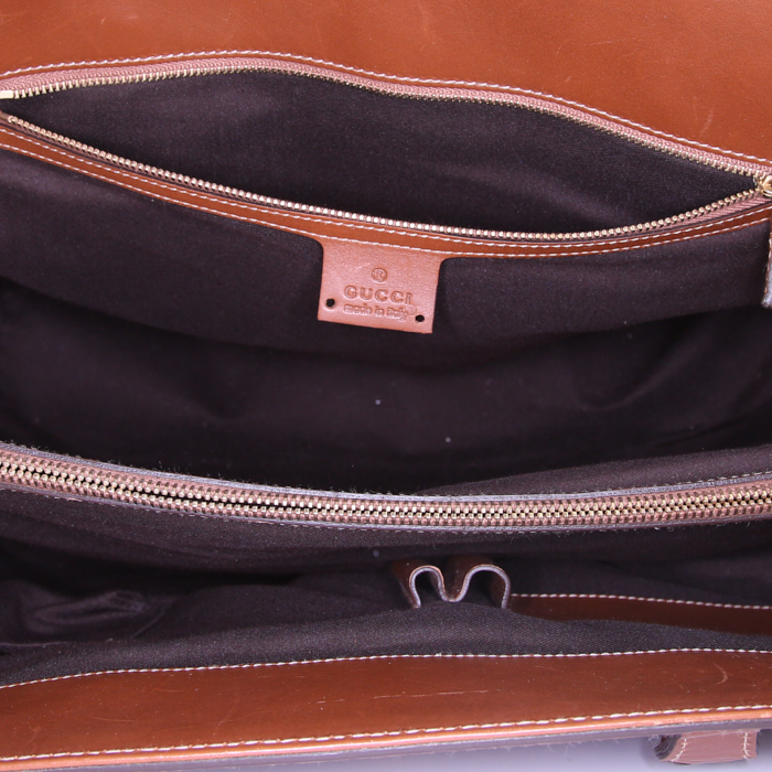 Bolso 24 horas Gucci Jackie en cuero monogram huella marrón - Detail D2