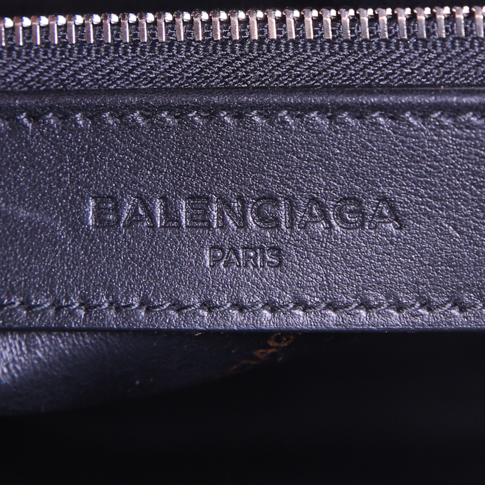Balenciaga Bazar shopper shopping bag in black leather - Detail D3