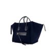 Céline Phantom shopping bag in blue felt and black leather - 00pp thumbnail