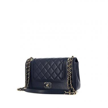 Sac bandoulière Chanel Mademoiselle en cuir matelassé bleu-marine