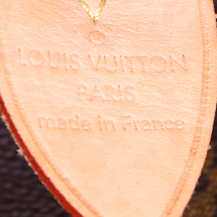 Sac de voyage Louis Vuitton  Keepall 60 en toile monogram marron et cuir naturel - Detail D3