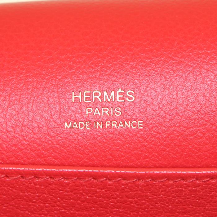 Hermès Roulis shoulder bag in red Swift leather - Detail D3