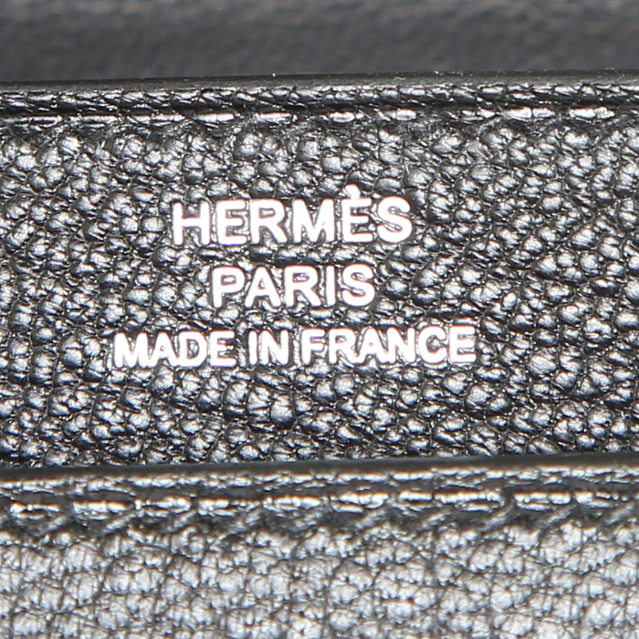 Hermès Verrou shoulder bag in black Mysore leather - Detail D3