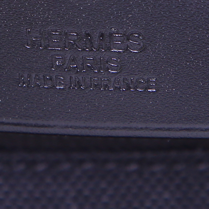 Bolso bandolera Hermes Herbag en lona negra y cuero negro - Detail D4