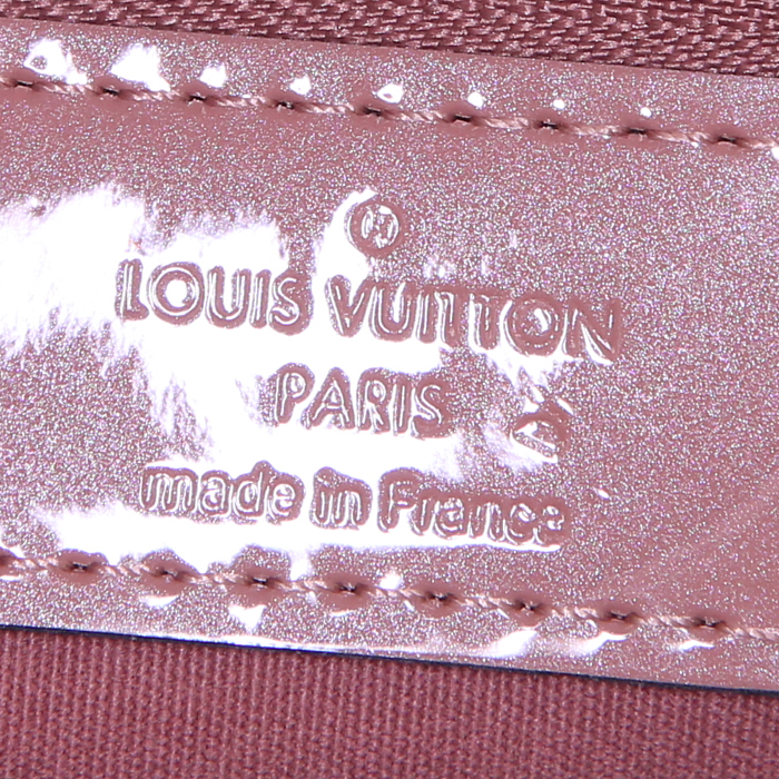 Sac à main Louis Vuitton Catalina petit modèle en cuir verni monogram rose et cuir naturel - Detail D3