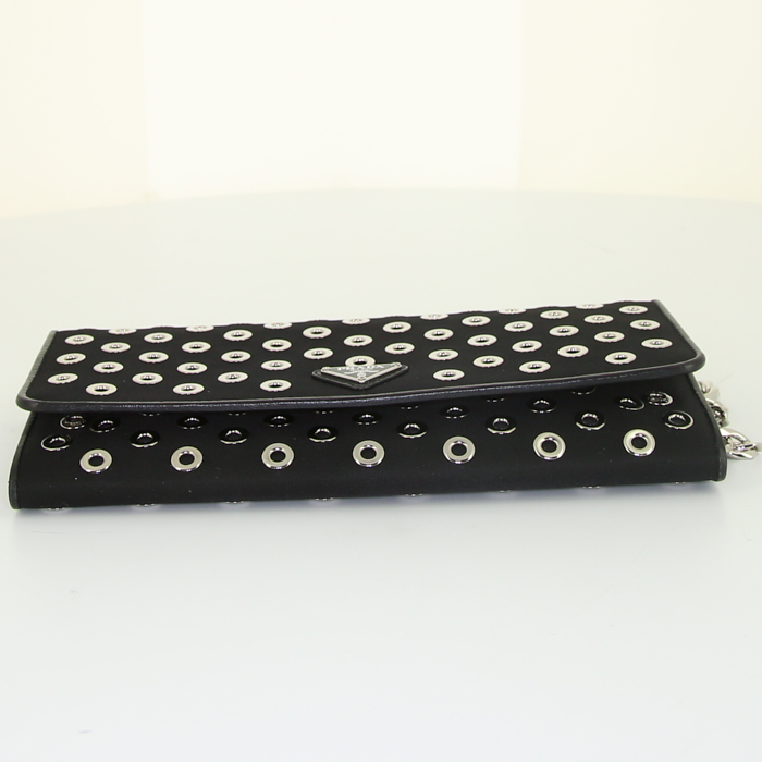 Sac bandoulière Prada Gommet en tissu noir - Detail D4