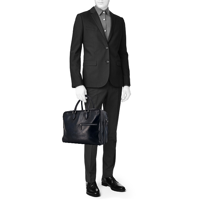 Berluti Un jour briefcase in blue leather - Detail D1