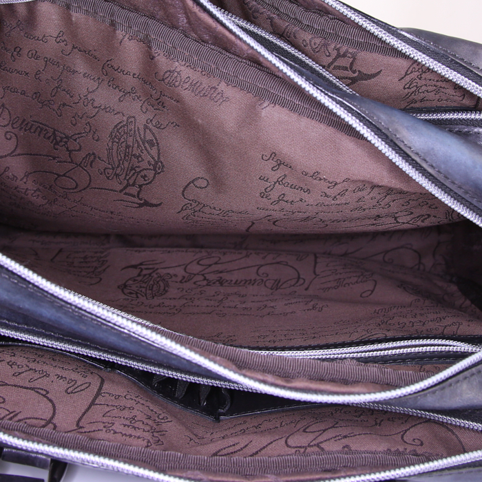 Berluti Un jour briefcase in blue leather - Detail D2
