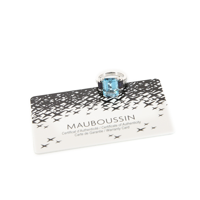 Bague Couleur Baiser en or blanc,  diamants et cordièrites et en topaze - Detail D2