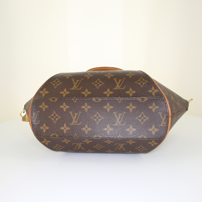 Borsa Louis Vuitton Ellipse modello grande in tela monogram marrone e pelle naturale - Detail D4