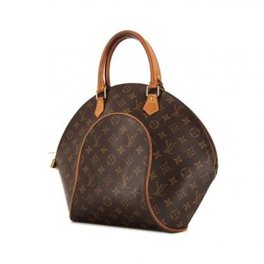 Bolso de mano Louis Vuitton Ellipse modelo grande en lona Monogram marrón y cuero natural