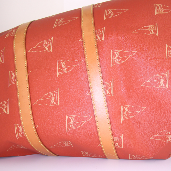 Louis Vuitton America's Cup clothes-hangers in red coated canvas and natural leather - Detail D4