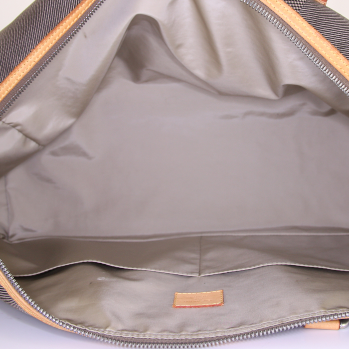 Sac de voyage Louis Vuitton Geant Albatros en tissu siglé beige gris et cuir naturel - Detail D3
