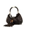 Gucci Bamboo Indy Hobo bag worn on the shoulder or carried in the hand in brown leather and bamboo - 00pp thumbnail
