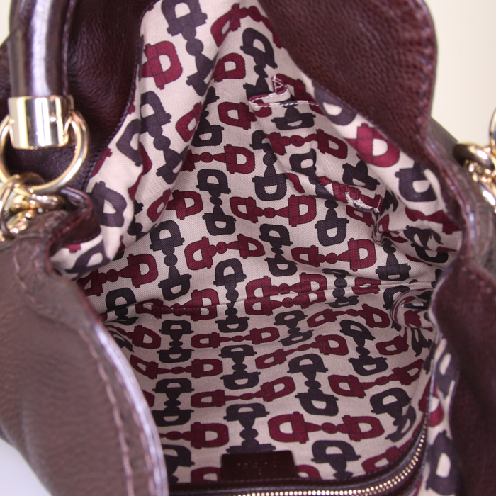 Sac porté épaule ou main Gucci Bamboo Indy Hobo en cuir marron et bambou - Detail D3