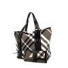 Burberry Victoria bag worn on the shoulder or carried in the hand in black and white Haymarket canvas and black patent leather - 00pp thumbnail