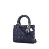 Dior Lady Dior medium model handbag in blue leather cannage - 00pp thumbnail