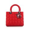 Dior Lady Dior medium model handbag in red leather cannage - 360 thumbnail