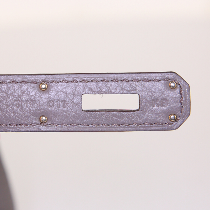 Borsa Hermes Birkin 30 cm in pelle togo grigia stagna - Detail D4