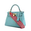 Hermes Kelly 28 cm handbag in Bleu Paon togo leather - 00pp thumbnail