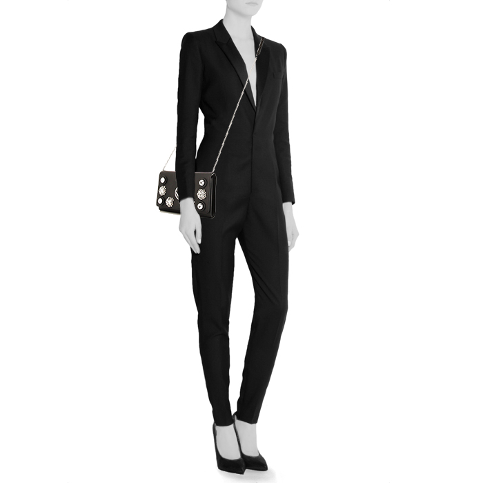 Fendi Kan I shoulder bag in black leather - Detail D1