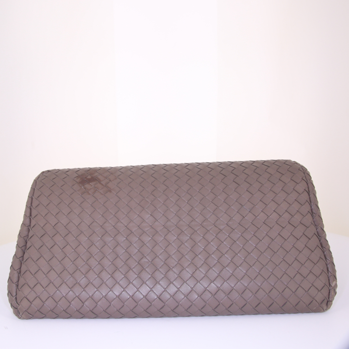 Bottega Veneta Fourre-tout shopping bag in grey intrecciato leather - Detail D4