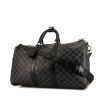 Borsa da viaggio Louis Vuitton Keepall 45 in tela a scacchi grigia e pelle nera - 00pp thumbnail