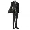Bolsa de viaje Louis Vuitton Keepall 45 en lona a cuadros gris y cuero negro - Detail D2 thumbnail