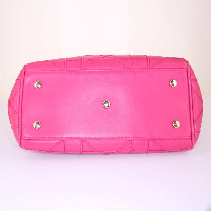 Borsa a tracolla Dior Granville Polochon modello piccolo in pelle cannage rosa - Detail D5