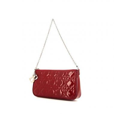 Pochette Dior Cannage in pelle verniciata rossa cannage
